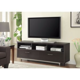 Fabulously Designed  tv console with chrome legs, Brown