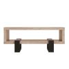 Modern Driftwood Open Shelf Coffee Table, Gray and Brown