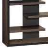 Expressive Wooden Bookcase with Center Back Panel, Brown