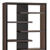 Expressive Wooden Bookcase with Center Back Panel, Brown