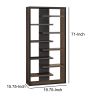 Expressive Wooden Bookcase with Center Back Panel, Brown