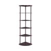 Illuminating corner bookcase with five pie shaped shelves, Brown