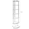 Illuminating corner bookcase with five pie shaped shelves, Brown