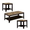 Artistic 3 piece occasional table set with Marble Top, Brown