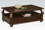 Elegant Coffee Table With 2 Drawers , Walnut Brown