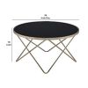 Alluring Coffee Table, Black Glass & Gold