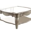 Charming Coffee Table, Brown& Clear Glass