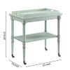 Wooden Serving Tray Table, Antique Green