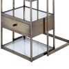 Stylish Nesting Tables Set, Clear Glass &  Brass, 2 Piece Pack