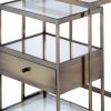 Stylish Nesting Tables Set, Clear Glass &  Brass, 2 Piece Pack