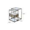 Stylish Nesting Tables Set, Clear Glass &  Brass, 2 Piece Pack
