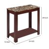 Impressive Chairside Table With Marble Top, Brown