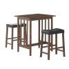 Contemporary Style 3 Piece Counter Height Set, Brown