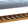Wooden Bench, Blue & Oak