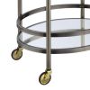 Oval Metal Serving Cart, Clear Glass & Gold