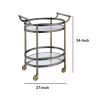 Oval Metal Serving Cart, Clear Glass & Gold
