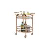 Oval Metal Serving Cart, Clear Glass & Copper