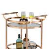 Oval Metal Serving Cart, Clear Glass & Copper