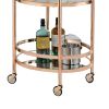 Oval Metal Serving Cart, Clear Glass & Copper