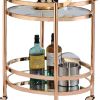 Oval Metal Serving Cart, Clear Glass & Copper