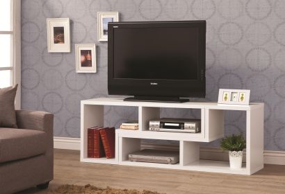 Hollow Core TV Console and Bookcase Combination, White