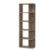 Spacious Semi Backless Wooden Bookcase, Gray