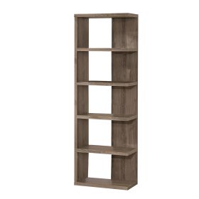 Spacious Semi Backless Wooden Bookcase, Gray