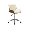 Contemporary Small Back Home Office Chair, Beige/Walnut