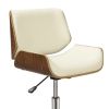 Contemporary Small Back Home Office Chair, Beige/Walnut