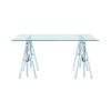 Adjustable Writing Desk with Sawhorse Legs, Clear And Silver