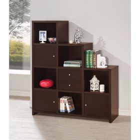Contemporary Bookcase with Stair like Design, brown