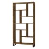 Metal and Wood Modern Style Bookcase with Multiple Shelves, Brown