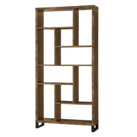 Metal and Wood Modern Style Bookcase with Multiple Shelves, Brown