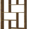Metal and Wood Modern Style Bookcase with Multiple Shelves, Brown