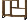 Metal and Wood Modern Style Bookcase with Multiple Shelves, Brown