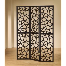 Intricate Mosaic Cutouts Folding Screen, Black