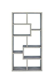 Modish Wooden Bookcase With Multiple Shelves, Gray