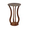 Transitional Wooden Plant Stand With Faux Marble Top, Brown