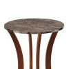 Transitional Wooden Plant Stand With Faux Marble Top, Brown