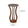 Transitional Wooden Plant Stand With Faux Marble Top, Brown