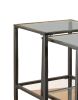 Set Of 2 Metal Nesting Tables With Glass Top, Black