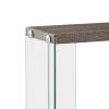 Contemporary Wood And Glass Snack Table, Gray And Clear