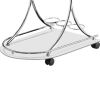 Captivating Serving Cart With 2 Frosted Glass Shelves, Silver