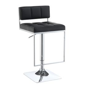 Adjustable Contemporary Metal Bar Stool, Black & Silver