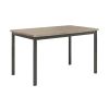 Contemporary Metal Dining Table With Wooden Top, Gray & Black