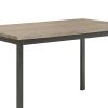 Contemporary Metal Dining Table With Wooden Top, Gray & Black