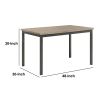 Contemporary Metal Dining Table With Wooden Top, Gray & Black