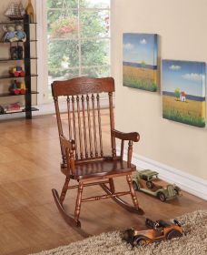11 Inch Seat Height Wood Kids Rocking Chair, Spindle Accents, Tobacco Brown