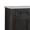 Commodious Wooden Server, White Marble Top & Weathered Black