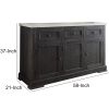 Commodious Wooden Server, White Marble Top & Weathered Black